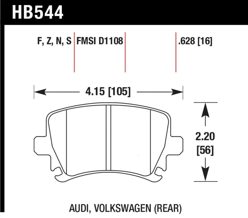 Hawk Hb544s.628 06 Audi A6 Quattro Avant/06-09 A6 Quattro Ht-10 Rear Brake Pads 1