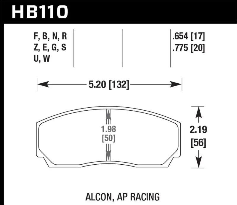 Hawk Hb110s.654 Ap Cp3307 / Cp5040-5S4 / Cp5200 (Sc250) Caliper Ht-10 Race Brake Pads 1