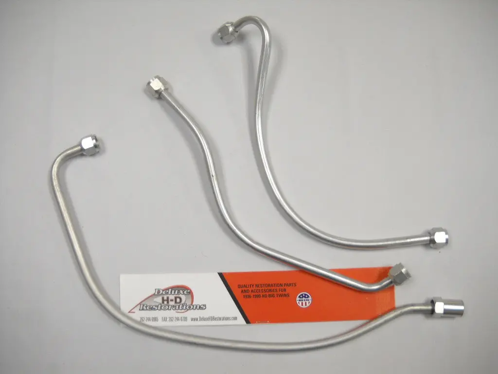 1948-1949 Panhead Cadmium Plated Oil Line Kit With Stock Solid Mount Filter 1