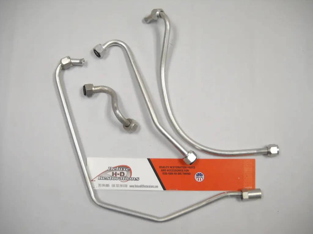 1950-1957 Panhead Cadmium Plated Oil Line Kit With Your Stock Filter 1