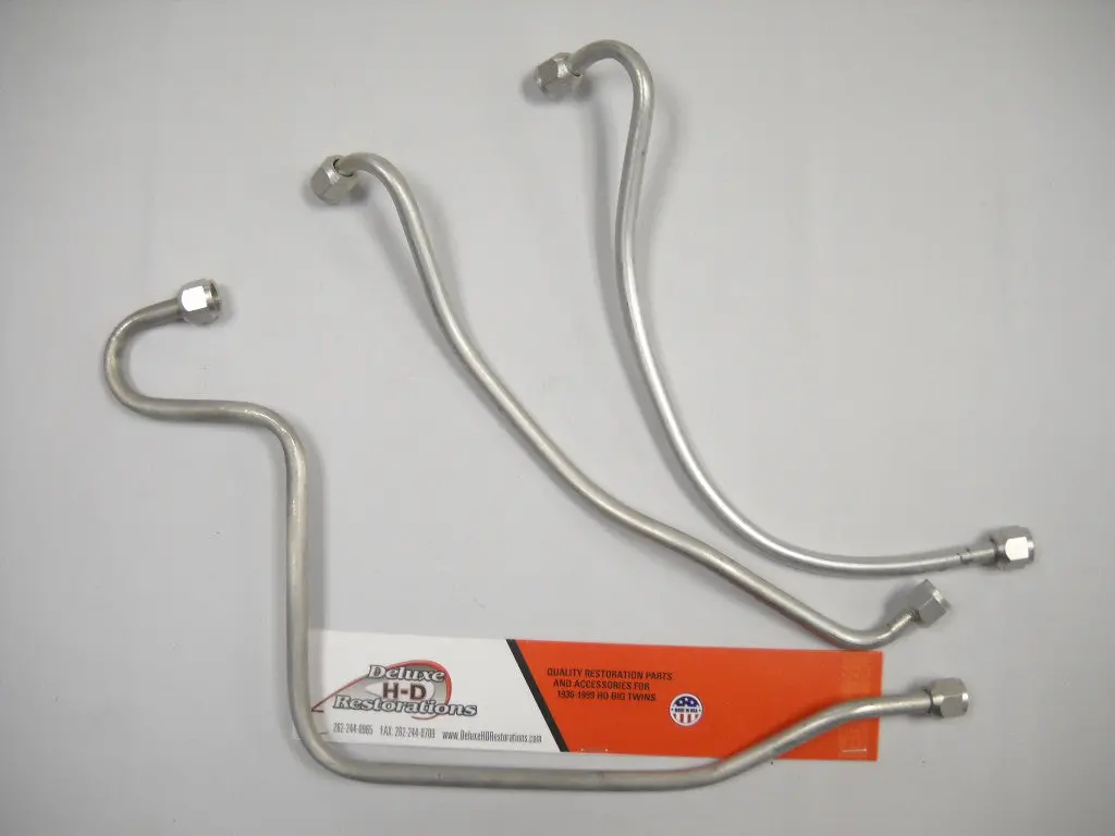 1958-1964 Panhead Cad Plated Oil Line Kit 1