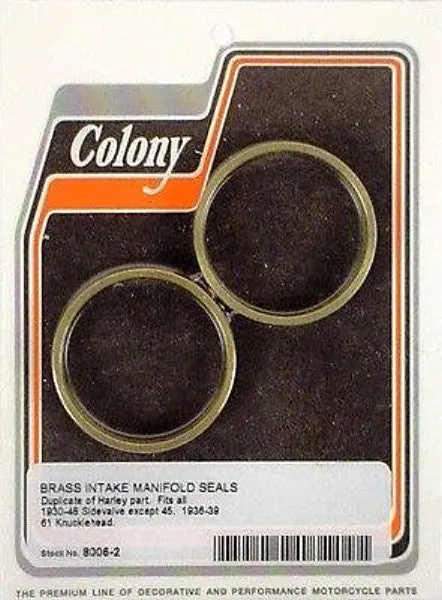 27057-30 Old 1118-30 Brass Intake Seal 36-39 Knucklehead Colony 8006-2 1