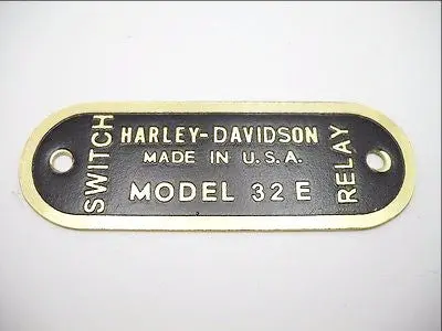 1932-Early 1943 Knucklehead Flathead Data Tag 32E Generator Brass 1