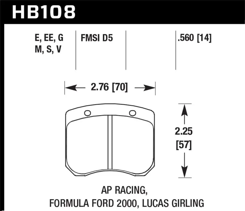 Hawk Hb108s.560 Ap Racing / Ff 2000 Ht-10 Race Brake Pads 1