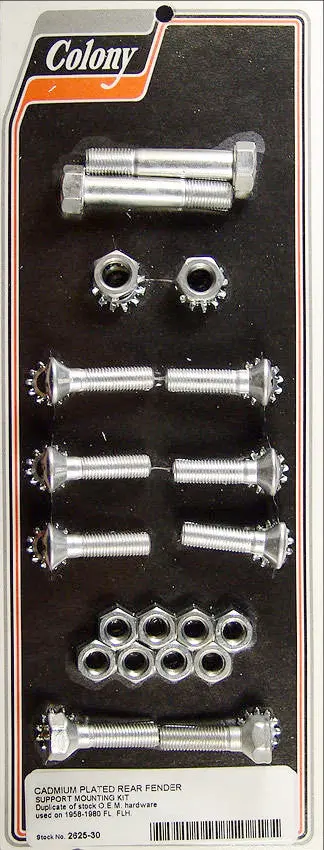 2625-30 Cadmium Plated Rear Fender Support Mounting Kit 1958-1980 Big Twins 1