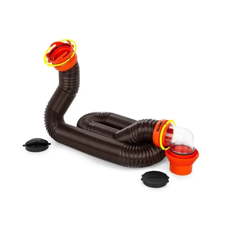 39761 Camco Rhinoflex 15' Camper/Rv Sewer Hose Kit, Includes 4-In-1 Adapter 1