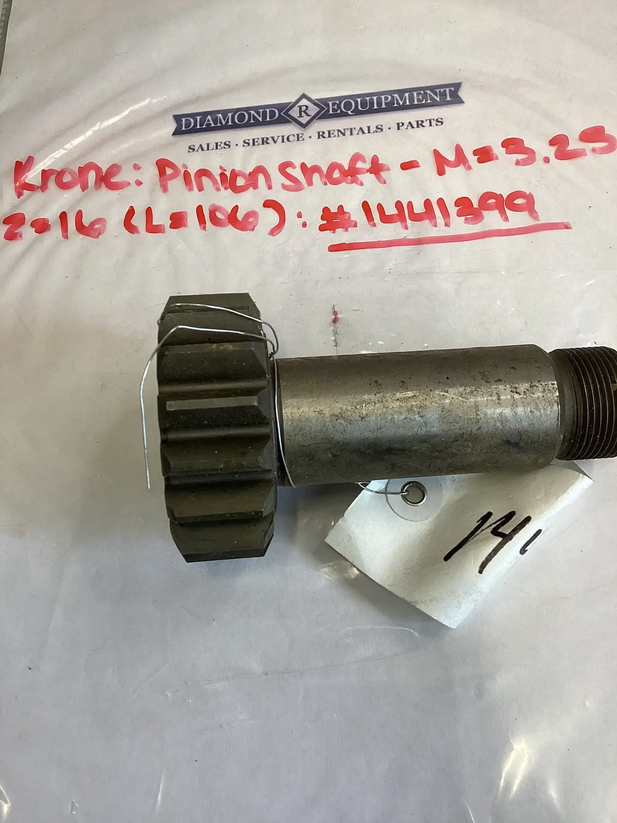 Krone: Pinion Shaft- M=3.25 Z=16 (L=106): #1441399 1