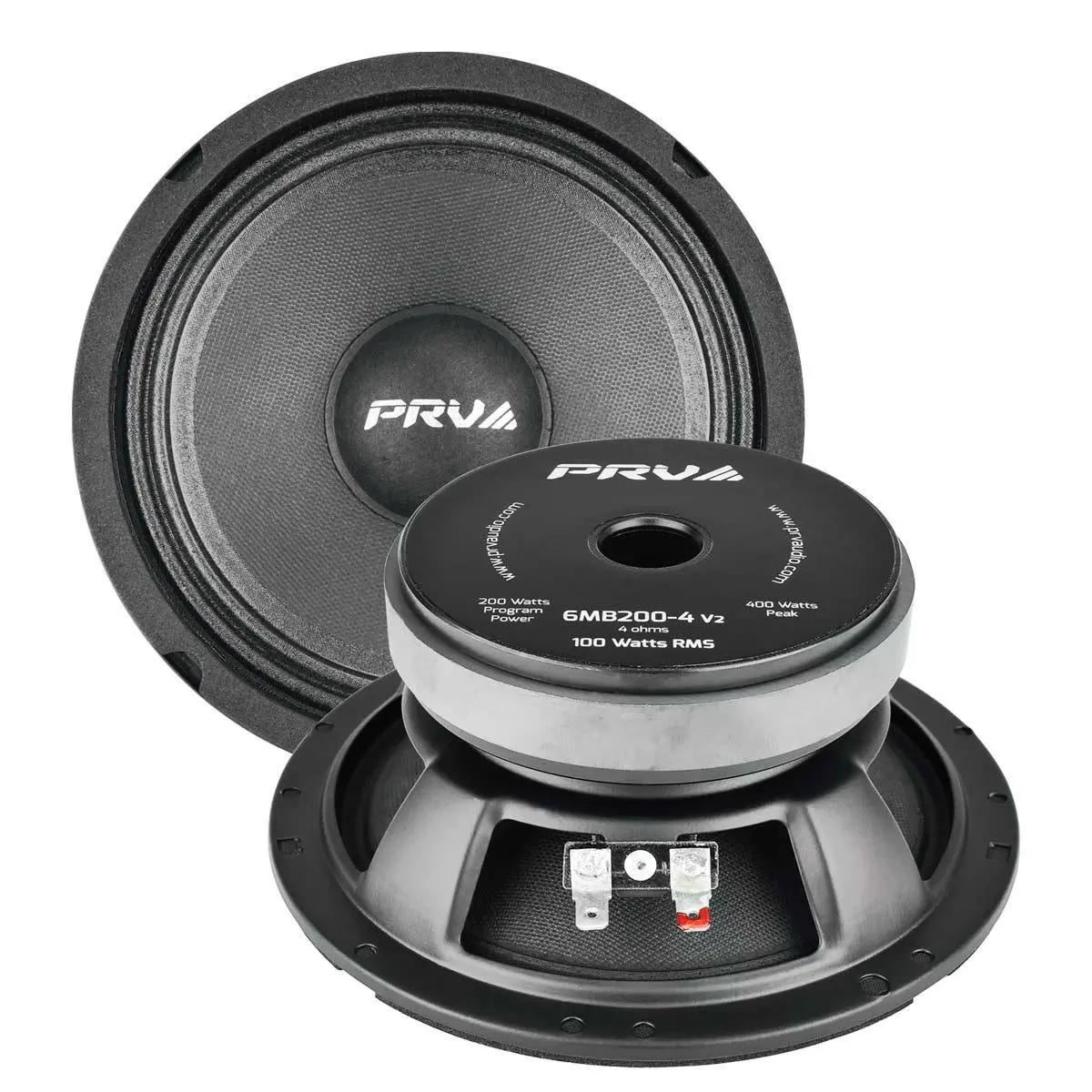 Prv Audio - 6" Mid Bass - Stamped Steel Basket - 1.5" Vc - 200W Program Power - 4 Ohms - V2 (6Mb200-4V2) 1