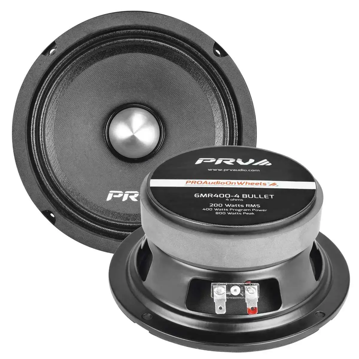 Prv Audio - 6" Mid Range Bullet - Stamped Steel Basket - 1.5" Vc - 400W Program Power - 4 Ohms (6Mr400-4Bullet) 1
