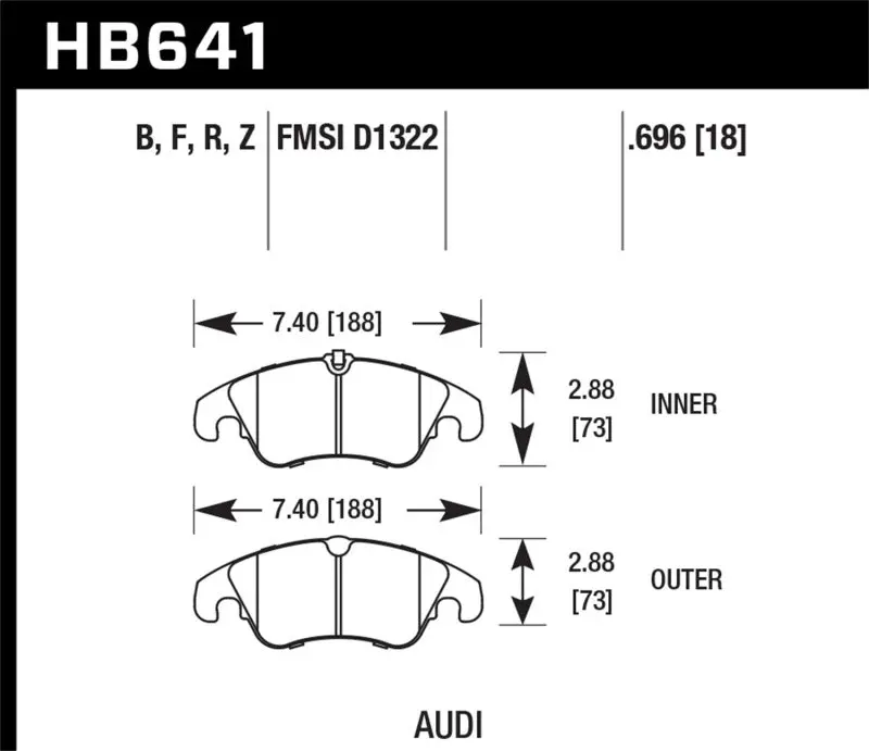Hawk Hb641z.696 09-11 Audi A4/Quattro / 08-11 Quattro / 09-11 Q5 Front Ceramic Street Brake Pads 1