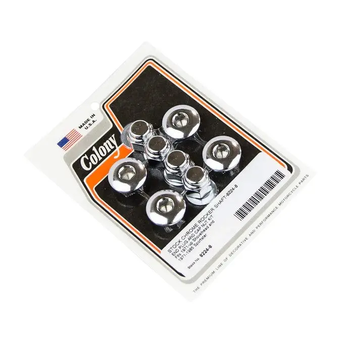 8224-8 Stock Chrome Plated Rocker Shaft End Plug And Cap Nut Kit Colony Usa 1