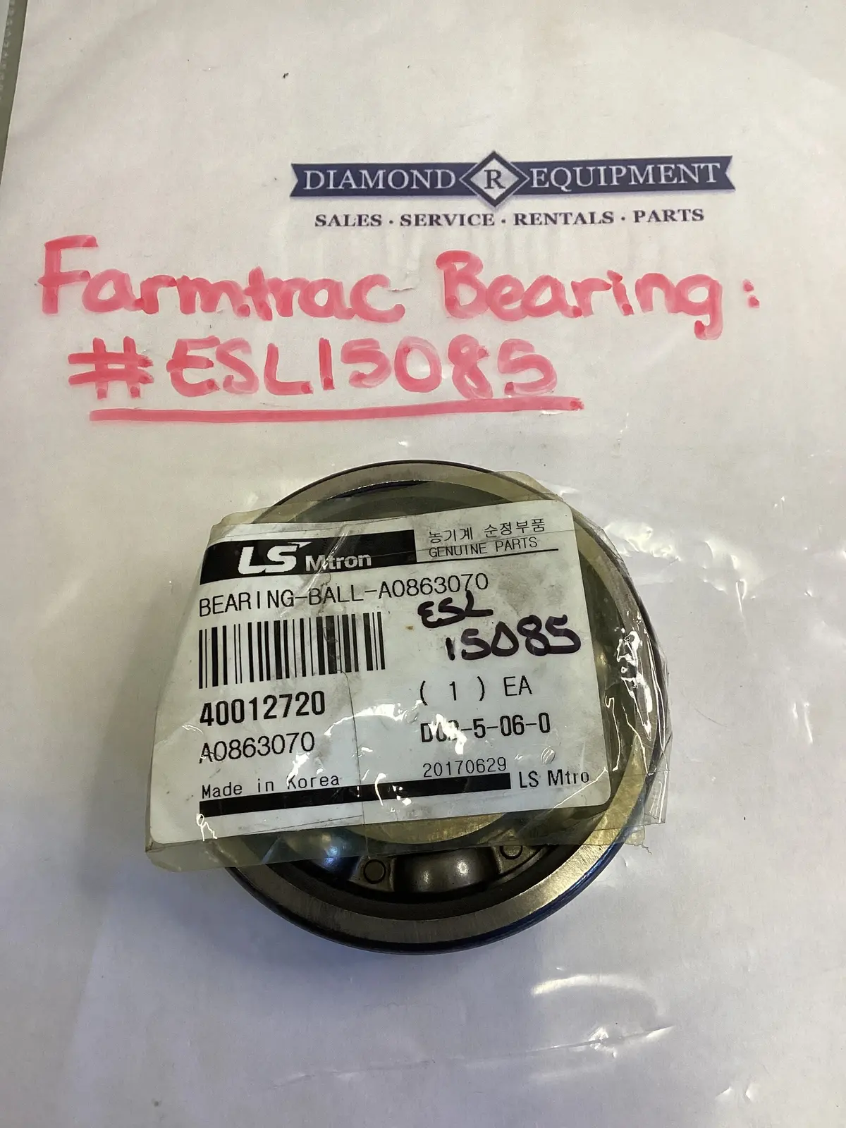 Farmtrac Bearing: #Esl15085 1