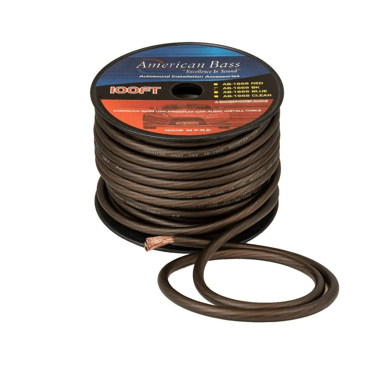 American Bass 4 Gauge 100' Black Wire (Ab1666bk) 1