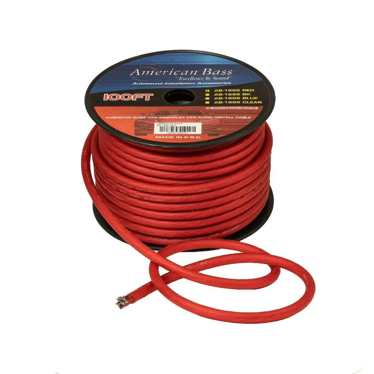 American Bass 4 Gauge 100' Red Wire (Ab1666rb) 1