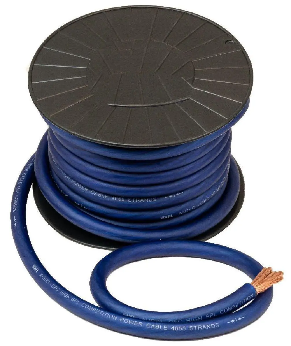 American Bass 0 Gauge 50' High Strand Count Blue Wire (Ab5145blue) 1