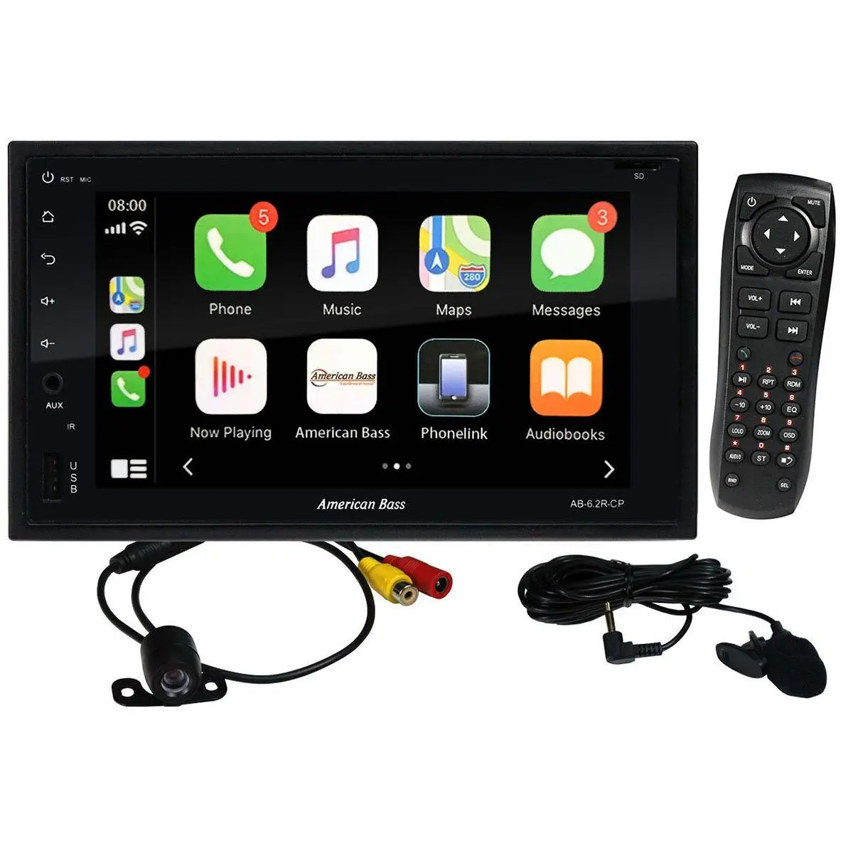 American Bass 6.2" Mechless Android Auto & Apple Carplay Double Din (Ab-6.2R-Cp) 1