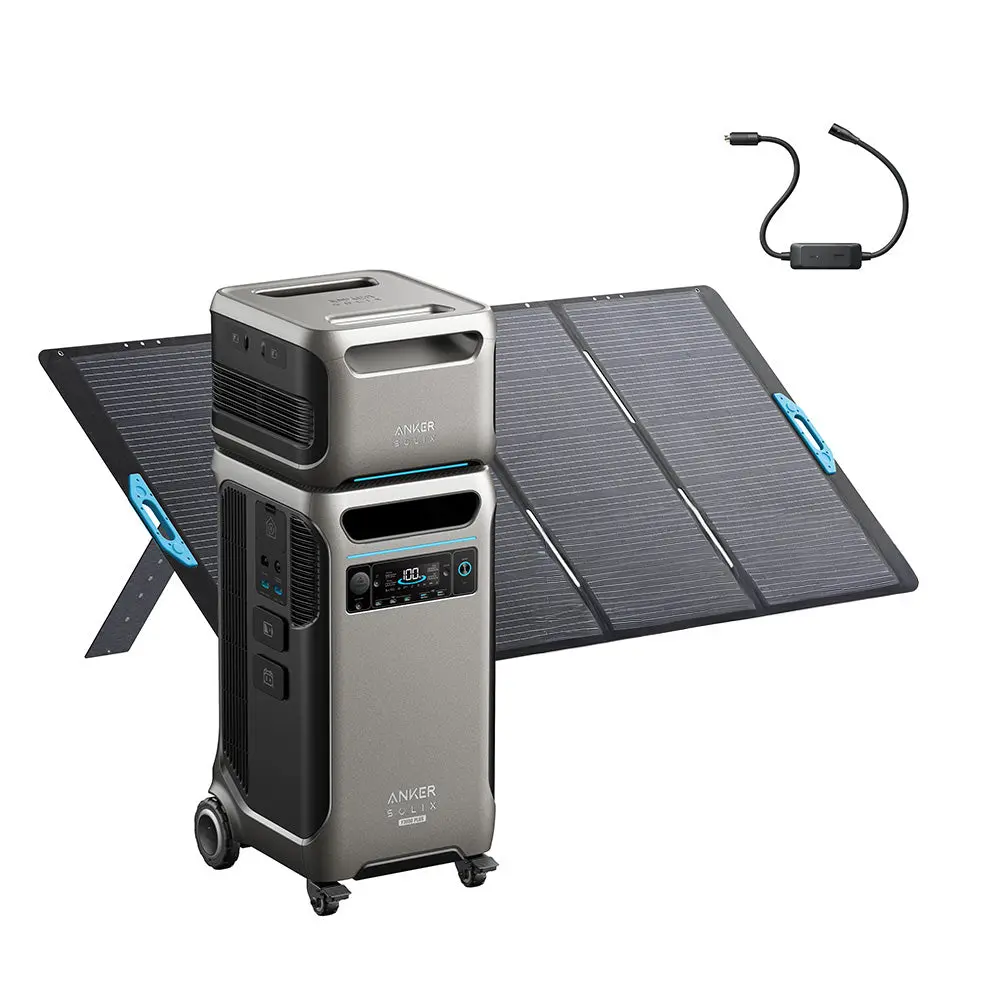 Anker Solix F3800 Plus (7,680Wh/6,000W) 240V Extended Backup Power Kit W/ 400W Solar Panel 1