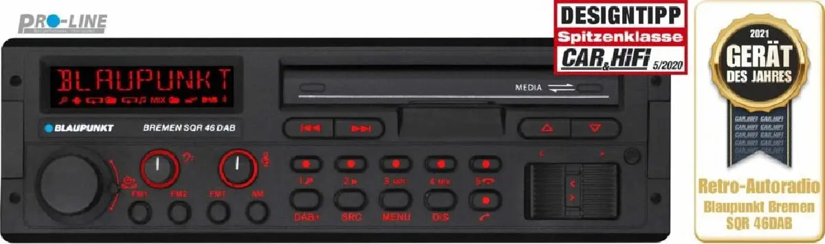 Blaupunkt Single Din Mechless Retro Radio 4V 3 Pair Rca Usb Sd Bt (Bremen Sqr46dab) 1
