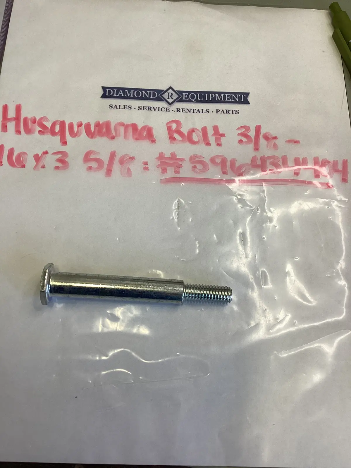 Husqvarna Bolt Shoulder- 3/8-16X3-5/8: #596434404 1