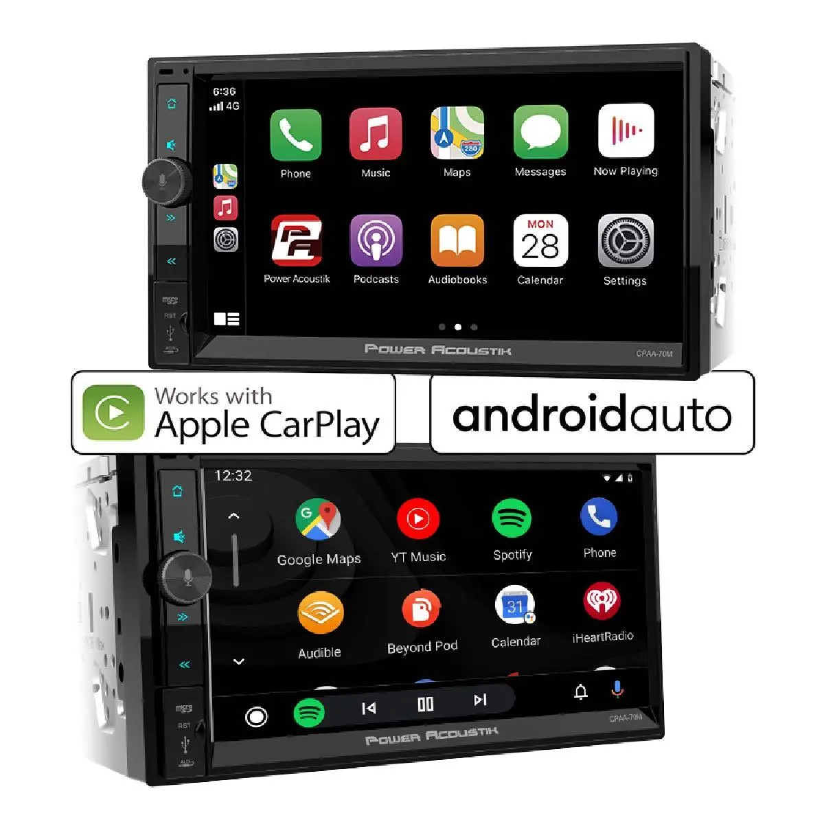 Power Acoustik 7" Dbl Din With Apple Carplay & Android Auto Packaged With 4 - 6.5" Speakers (Cpaam7-S2) 1