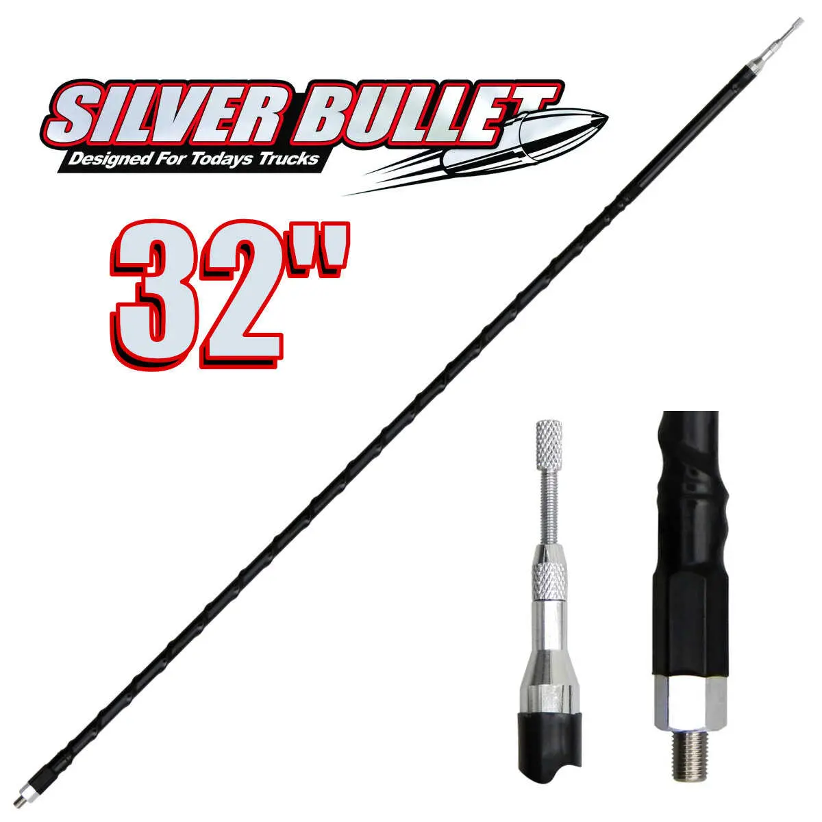 Procomm 32" Silver Bullet Fiberglass Cb Antenna Black (Drx-4321) 1