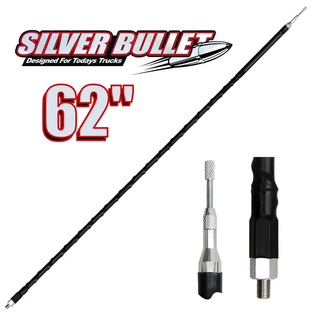 Procomm 66" Silver Bullet Fiberglass Cb Antenna Black (Drx-4661) 1