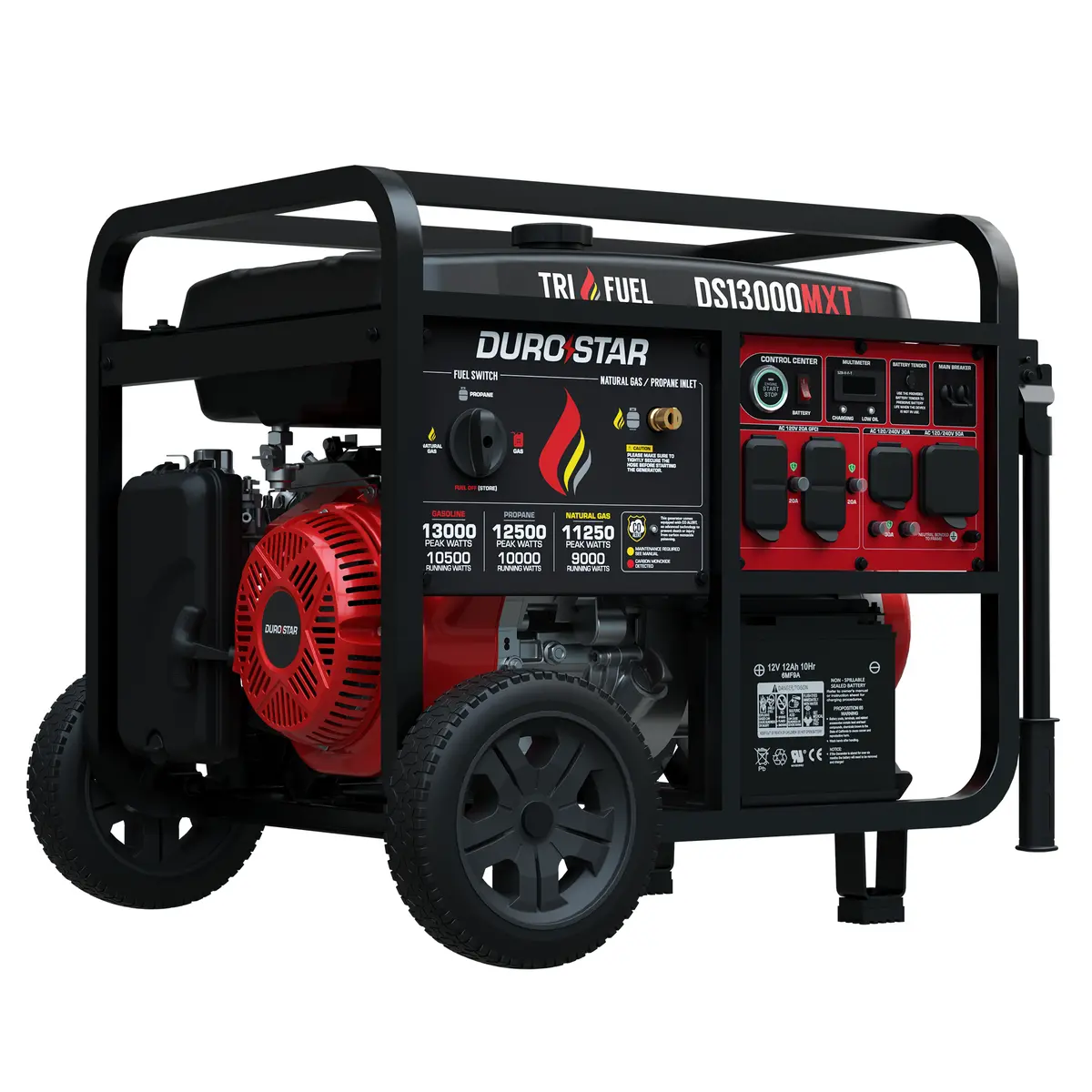 Durostar Ds13000mxt 13,000W/10,500W 500Cc Electric Start Tri Fuel Portable Generator W/ Co Alert 1