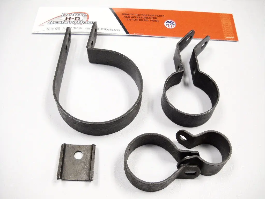 Big Twin Flathead U Model 1941-1948 Complete Exhaust Clamp Kit Parkerized 1