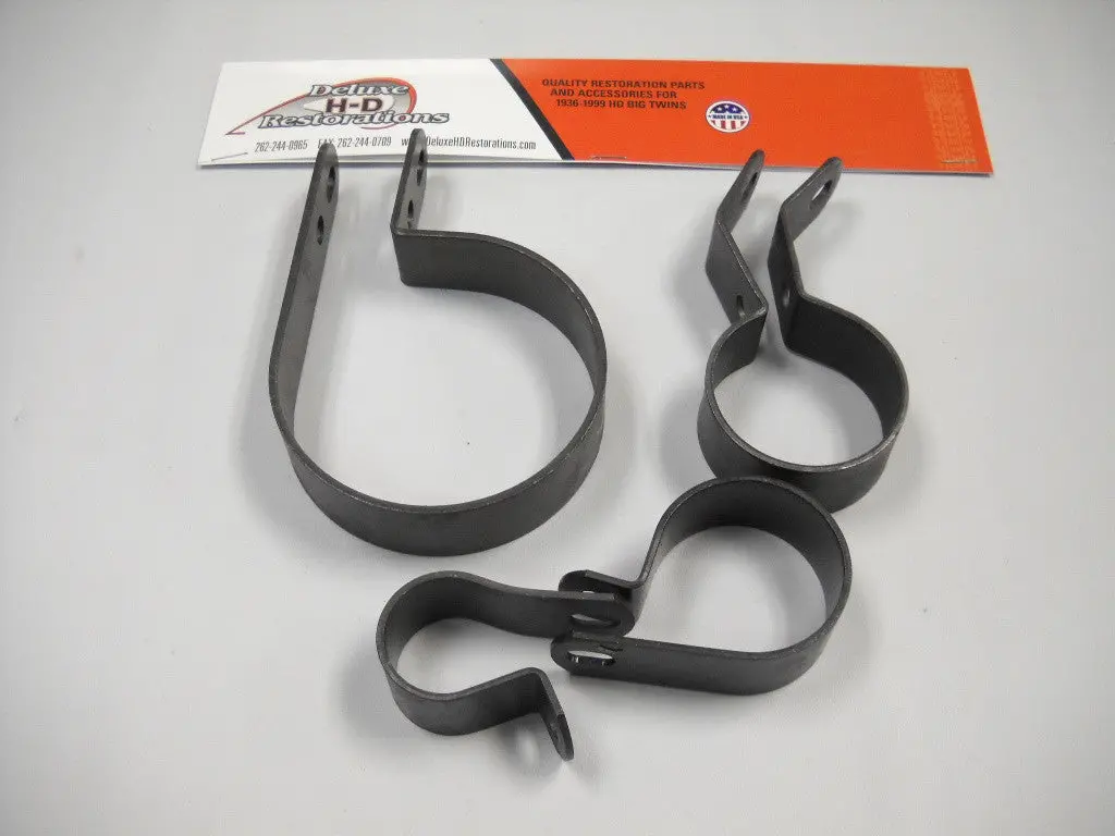 Knucklehead, Panhead 1947-1949 Complete Exhaust Clamp Kit Parkerized 1