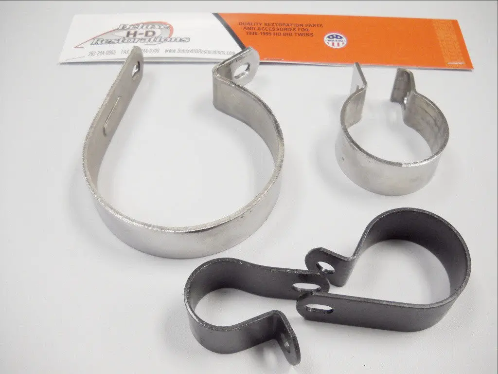 Panhead, Shovelhead 1958 - 1969 Complete Single Exhaust Clamp Kit Stainless And Parkerized 1