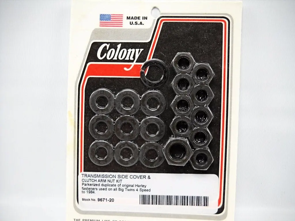 9671-20 Transmission Kick Start Side Cover & Clutch Arm Nut Kit Parkerized 1