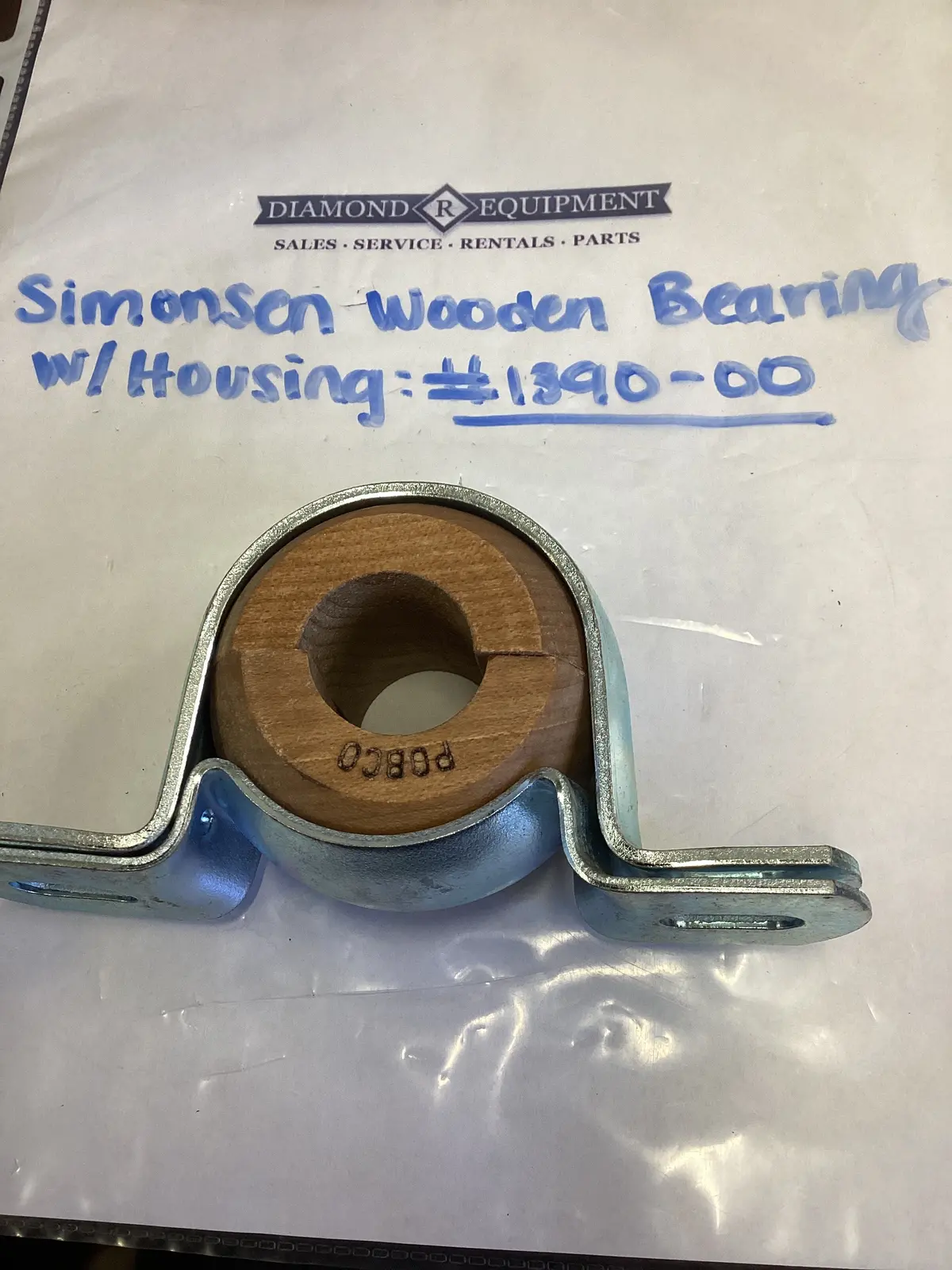 Simonsen Wooden Bearing W/ Housing: #1390-00 1