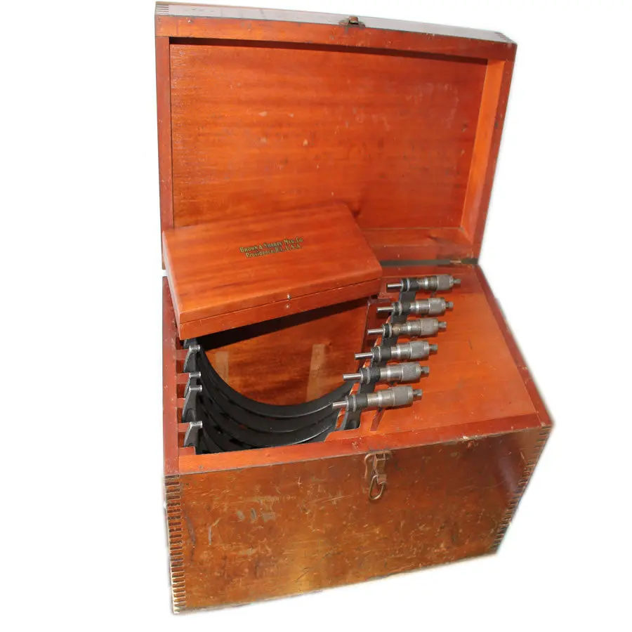 Sold - Brown And Sharp Micrometer Set In Box + Depth Gauge 1