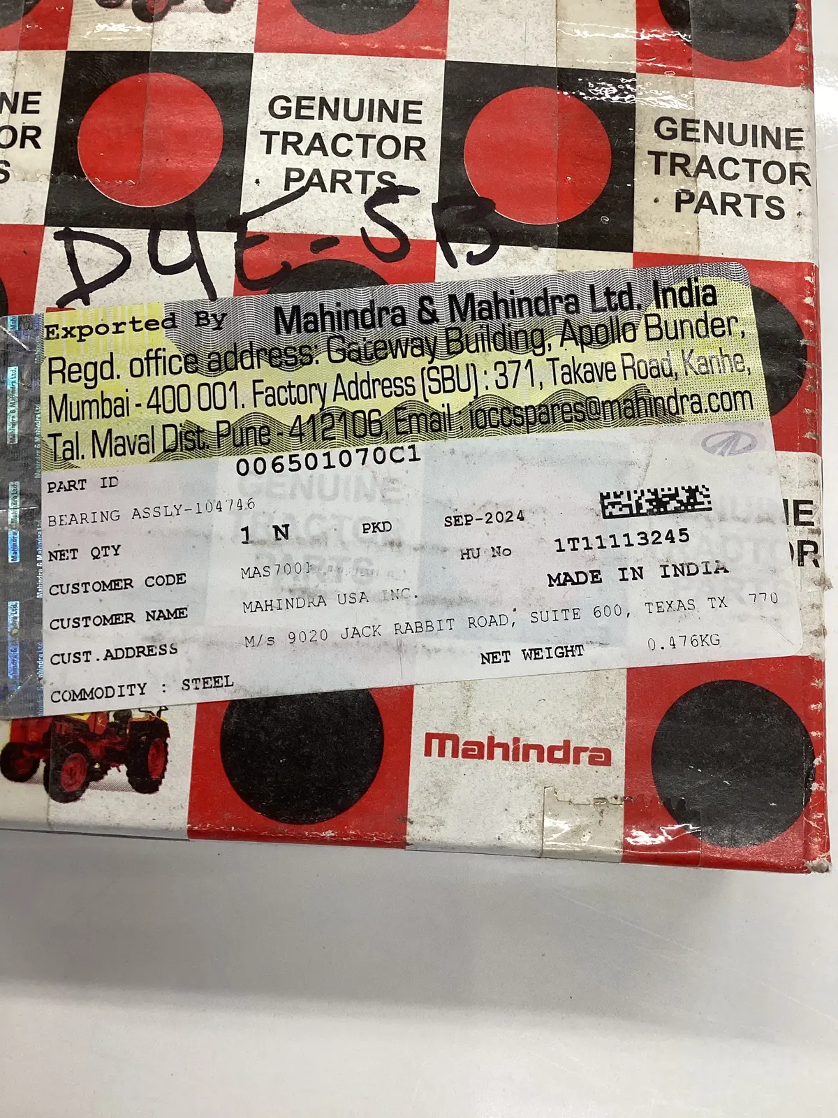 Mahindra Bearing Assy 5894: #006501070C1 1