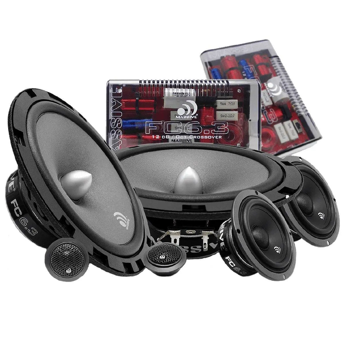 Massive Audio 6.5" 150 Watts Rms 3 Way Component Set (Fc63) 1