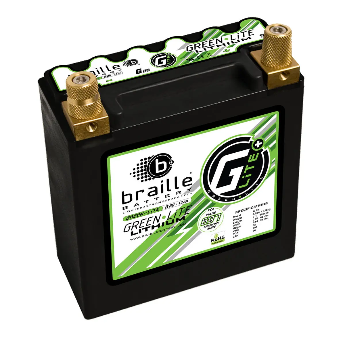 Braille G20 Lithium “Green-Lite” Motorsports 12 Volt Battery 1