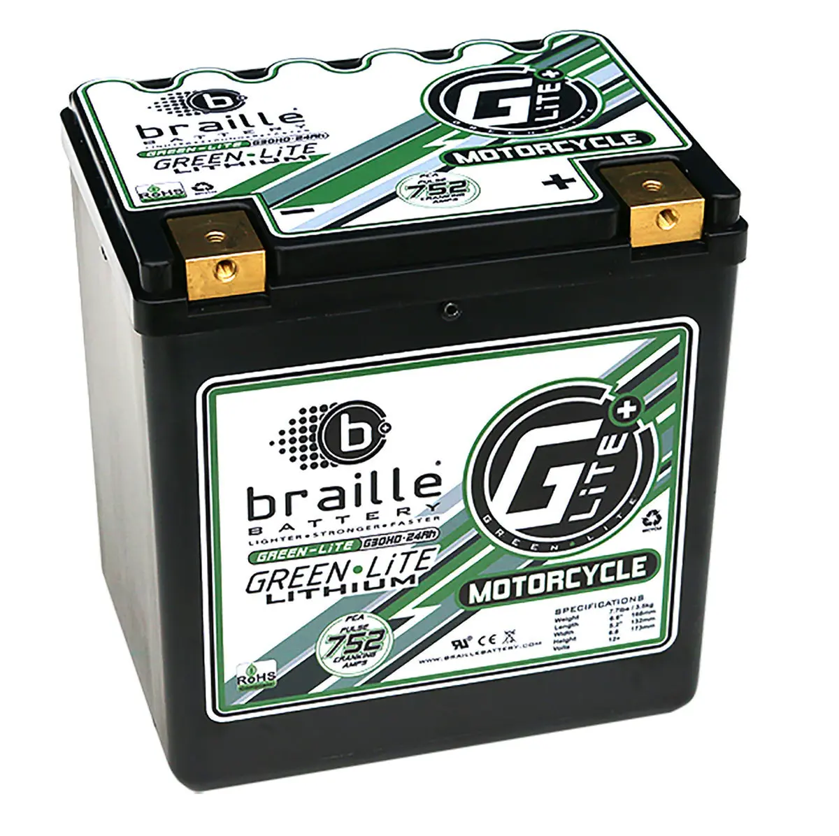 Braille G30h Lithium “Green-Lite” Motorsports 12 Volt Battery 1