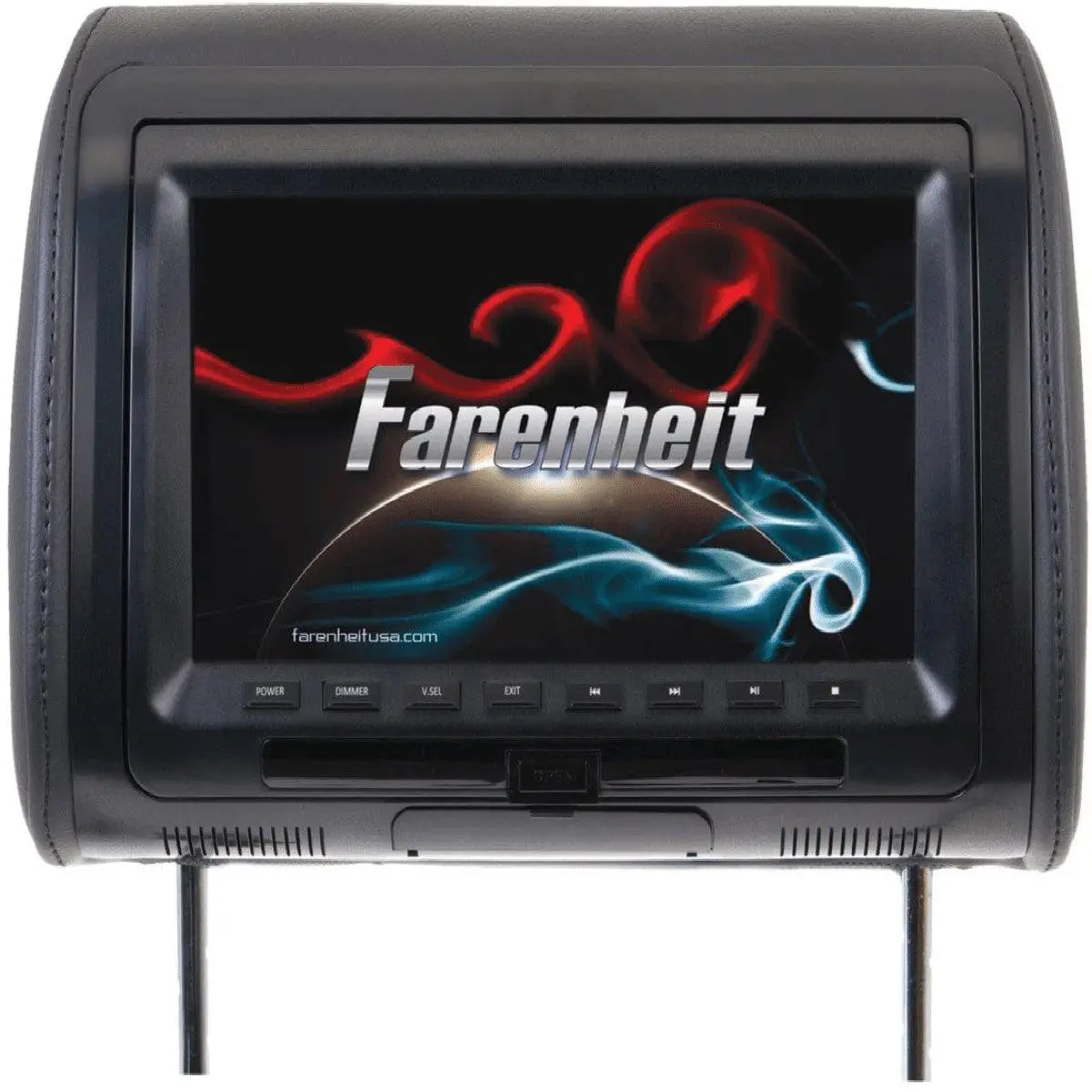 Farenheit 9" Preloaded Headrest W/Dvd & Black/Gray/Tan Skins (Hrd91cc) 1