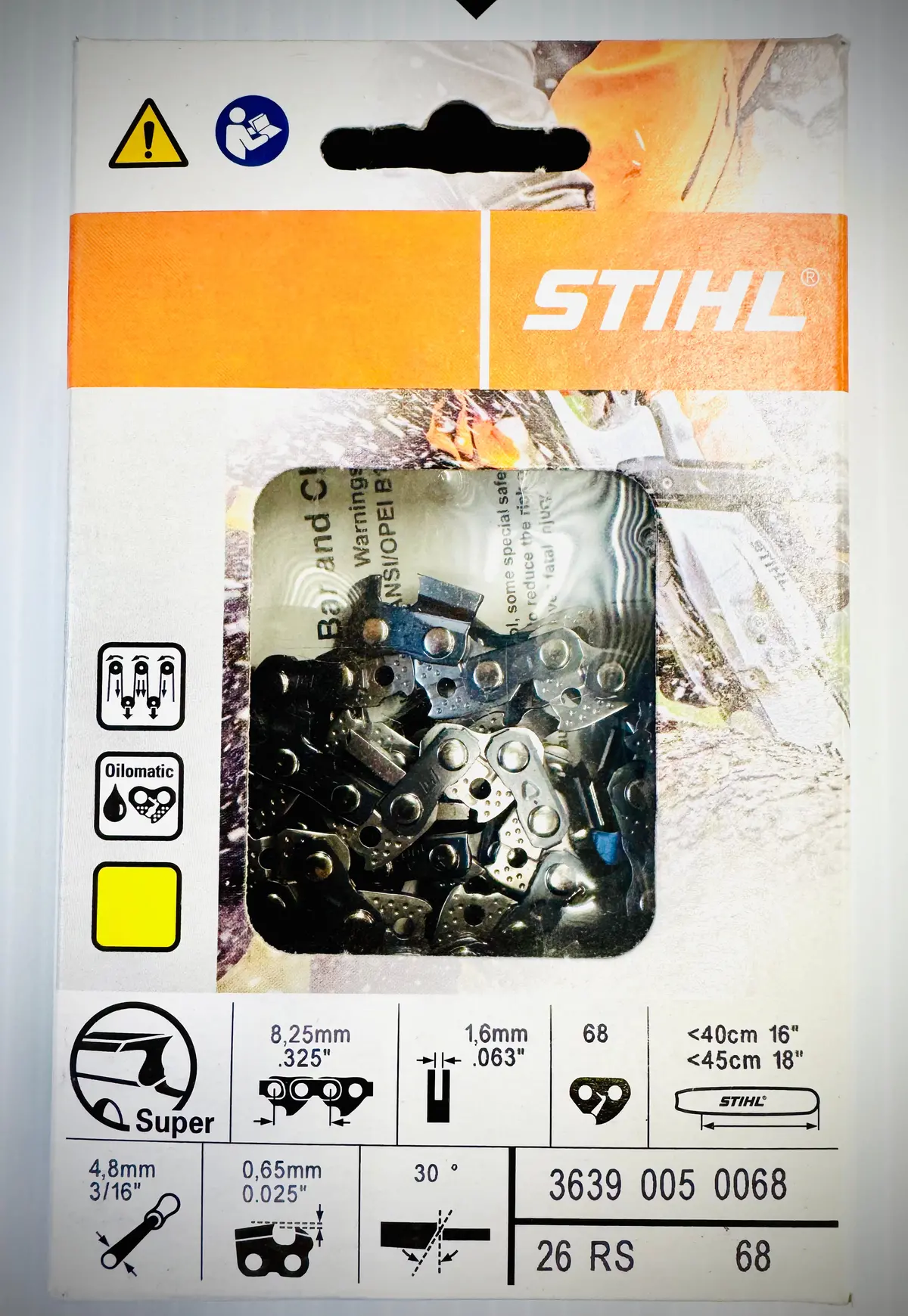 Stihl, 18” Chain, .325 Rs .063 68 Dl Loop, Super, 26Rs 68, 36390050068 2