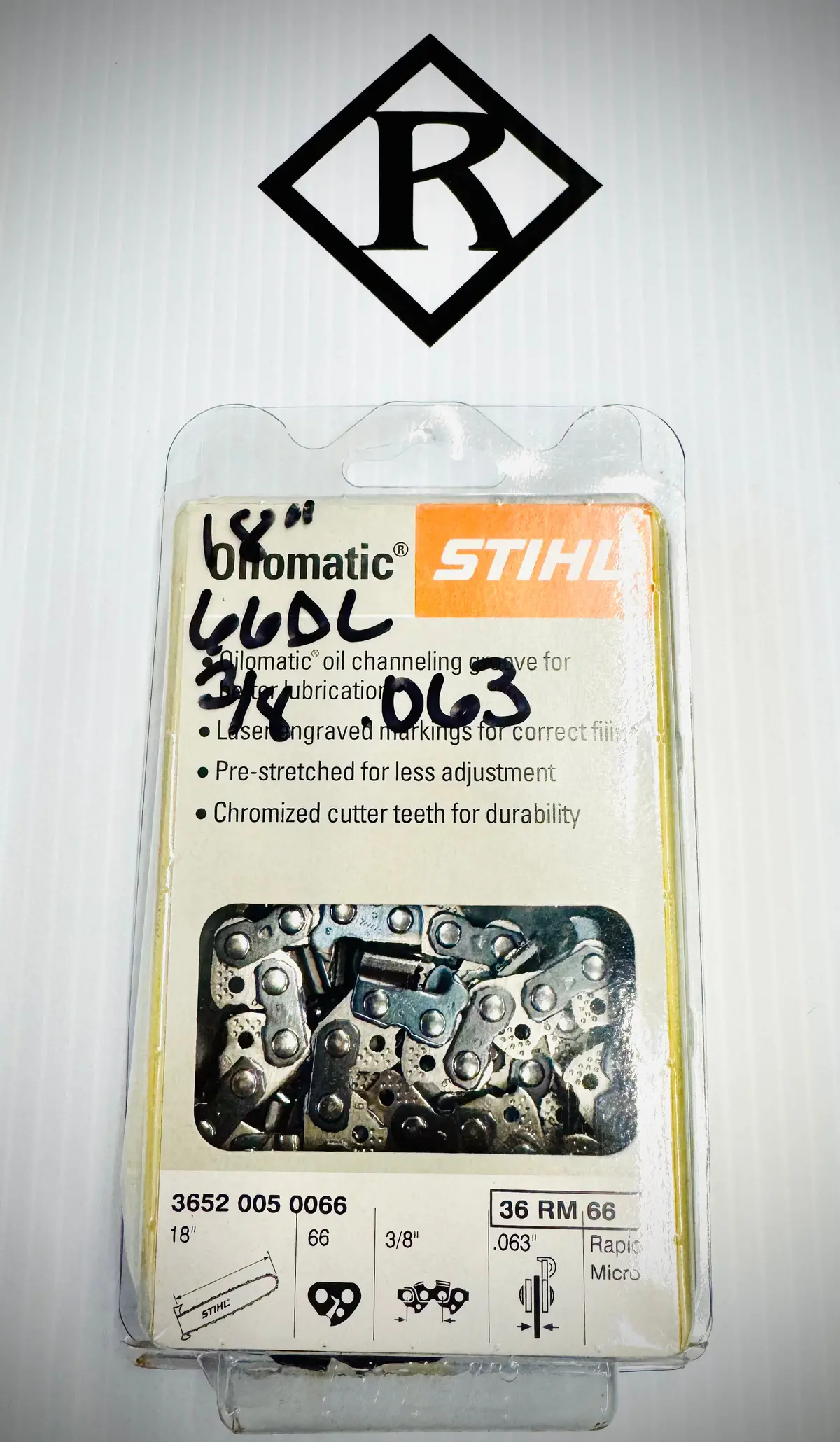 Stihl 18” Chain, Loop .375 .063” Micro Low-Vibe, 36Rm 66, 36520050066 1