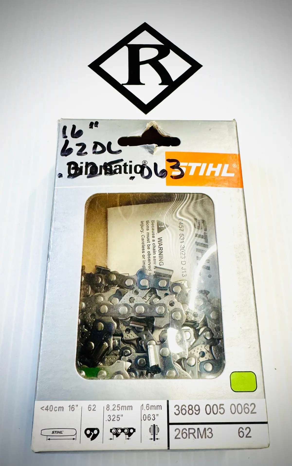 Stihl 16" Chain, .325 63G Rapid Micro Comfort 3, 26Rm3 62, 36890050062 1