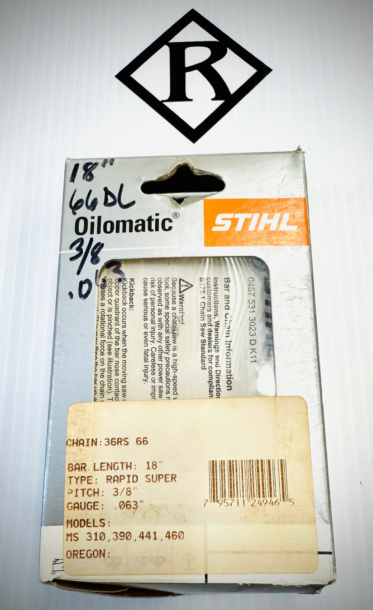 Stihl 18", Chain Loop .375 .063" Rapid Super, 36Rs 66, 36210050066 1