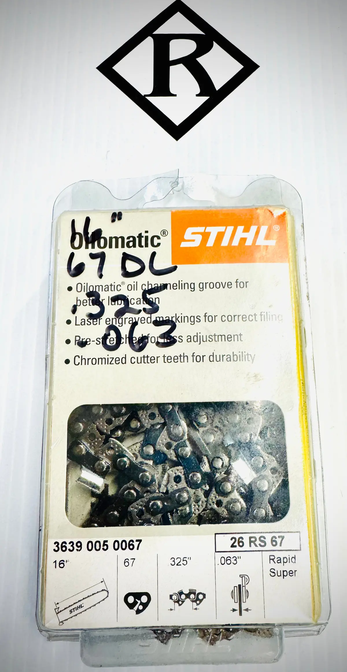 Stihl 16” Chain, .325 Rs .063 67Dl Loop, 26Rs 67, 36390050067 1