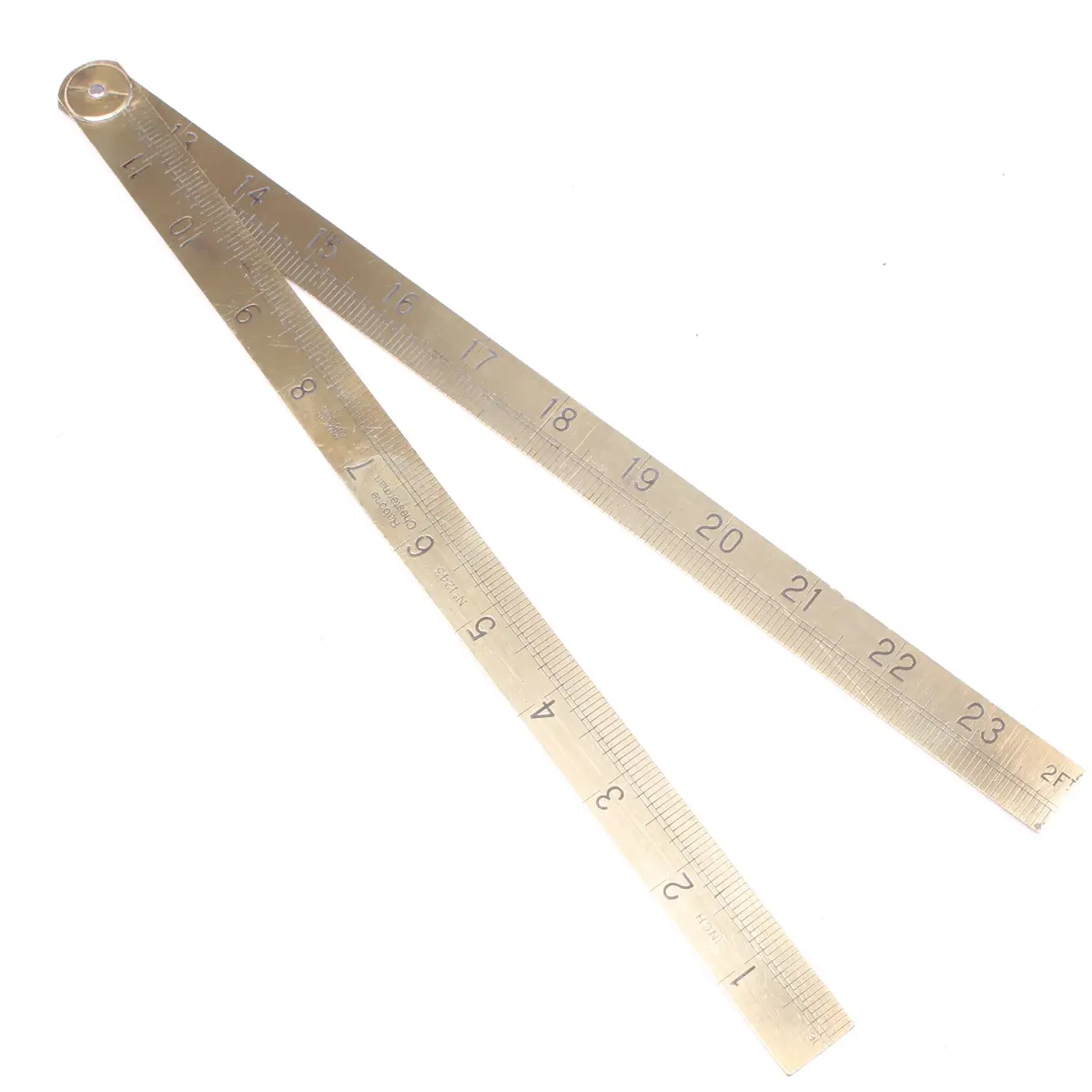 Sold - Rabone Chesterman Folding Brass Rule No 1243 - 24" 1