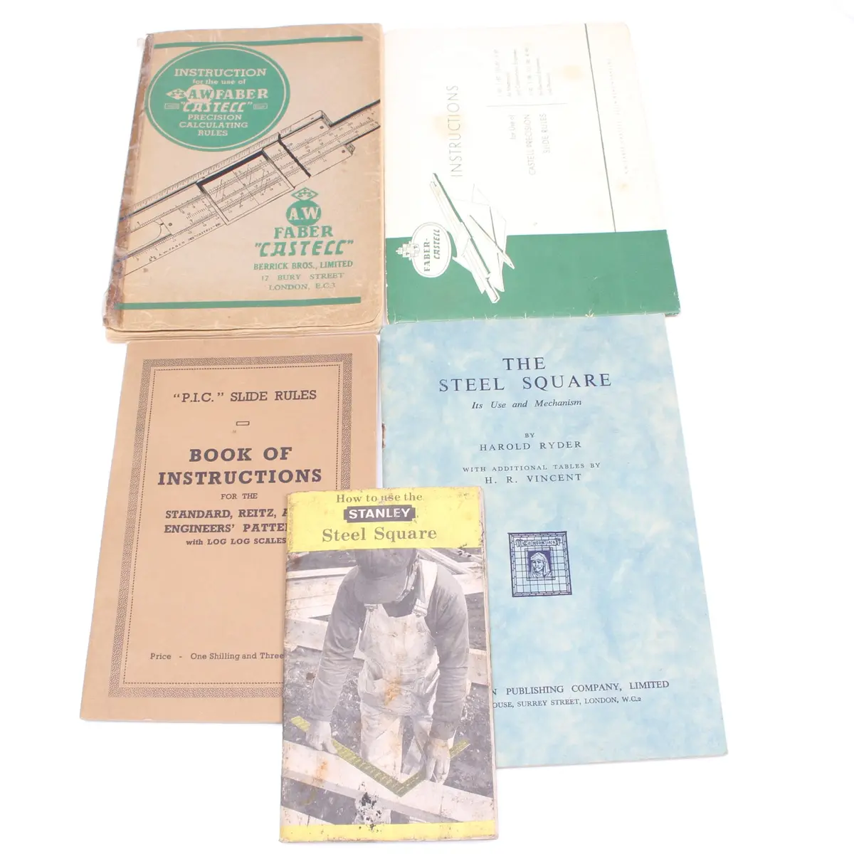 5X Old Slide Rule & Steel Square Small Books / Booklets 1
