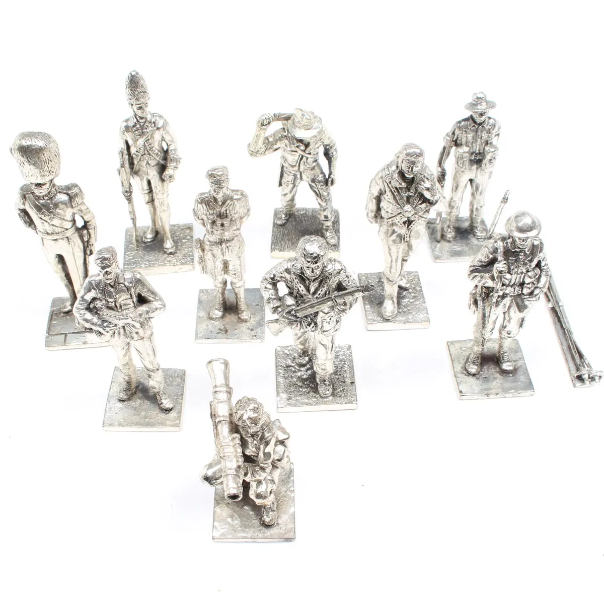 10X Pewter Army Soldier Forces Figures 1