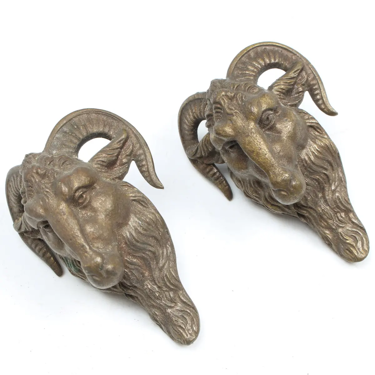 2X Old Ironmongery Decorative Goat Heads 1