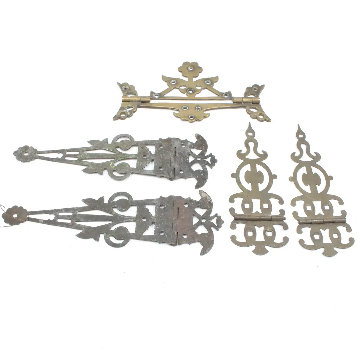 5X Old Large Decorative Ornate Hinges 1
