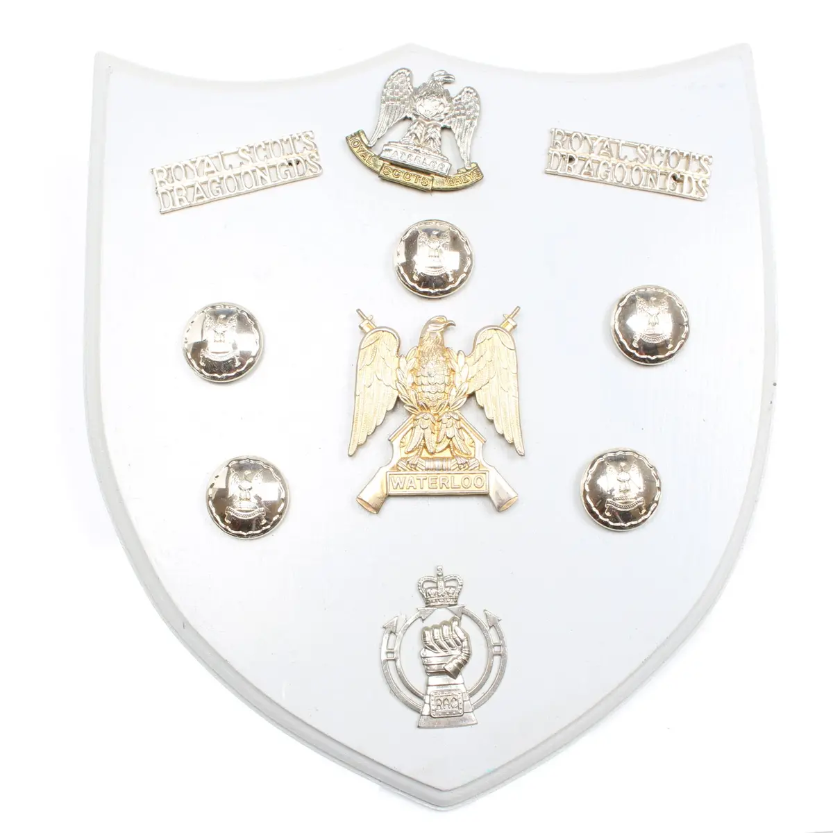 Old Waterloo Royal Scots Military Badges Plaque 2
