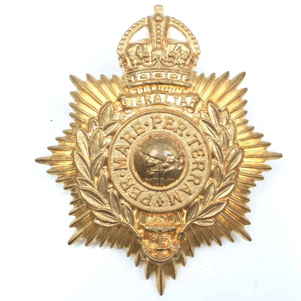 Old Large Per Mare Perterram Royal Marines Gilbratar Cap Badge 1